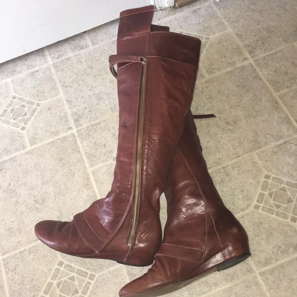Derek Lam OTK REAL LEATHER WEDGE KNEE HI BOOTS